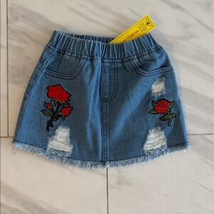 NWT Shain Denim Skirt with Rose Embroidery.